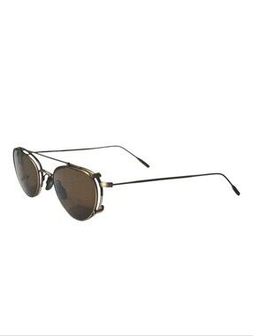 MODO 151 Eyeglasses Antique Gold W/Custom Brown Sun Clip-on Made In Italy Unisex